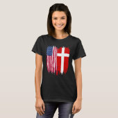 Deens-Amerikaanse vlag Denemarken T-shirt (Voorkant volledig)
