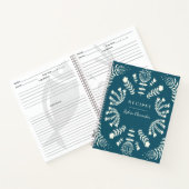 Deens Blauwgroen blauw folk Flowers Personalized R Notitieboek (Binnen)