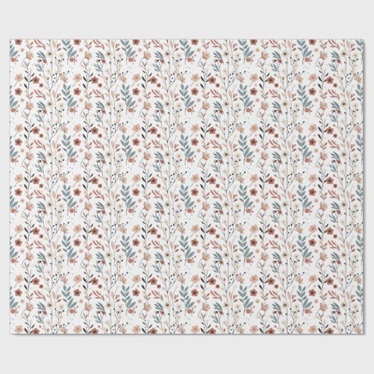 Deens bloemenpatroon Poppy Cherry Blossom Bloemen Cadeaupapier (Vlak)