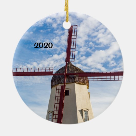 Deens dorp Solvang met Windmill Keramisch Ornament (Achterkant)