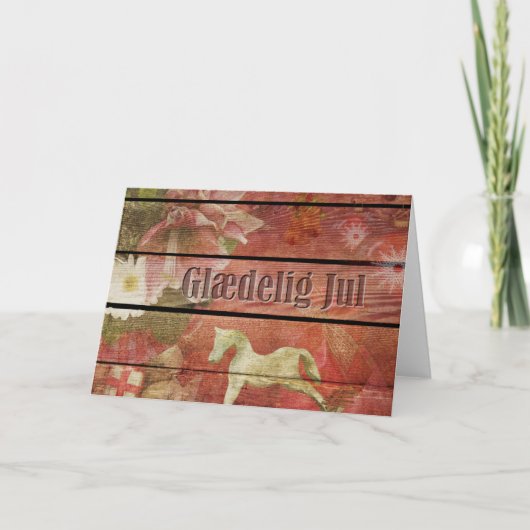Deens Glædelig jul op houten kerstbord Feestdagen Kaart (Voorkant)