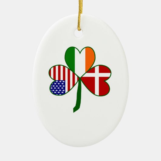 Deens Iers-Amerikaans Shamrock Keramisch Ornament (Voorkant)