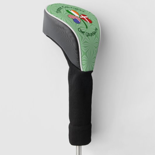 Deens Iers - Amerikaanse vlaggen Shamrock Jouw naa Golfheadcover (Schuin)