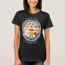 Deens koekjes t-shirt assortiment op doily black
