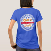 Deens koekjes t-shirt assortiment op doily blauw (Achterkant)