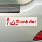 Deens meisje Silhouette vlag Bumpersticker (Op auto)