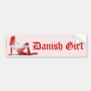Deens meisje Silhouette vlag Bumpersticker