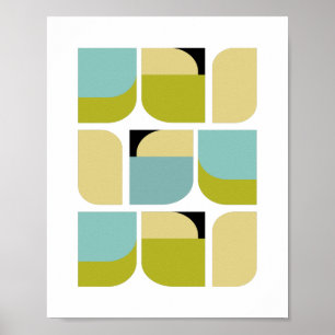 Deens modern turquoise geel geometrische vormen poster