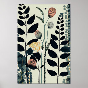 Deens Scandinavische Floral-minimalistische kunst Poster