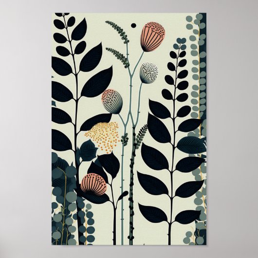 Deens Scandinavische Floral-minimalistische kunst Poster (Voorkant)