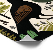 Deens Scandinavische vogelbloemenbloem - kunstschi Poster (Hoek)