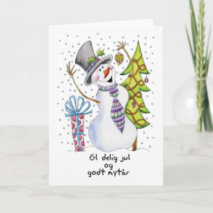 Deens - Sneeuwman - Happy Snowman Christmas Kaart