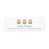 Deens ventilator in blauw terugzendadres bevestige etiket (Voorkant)