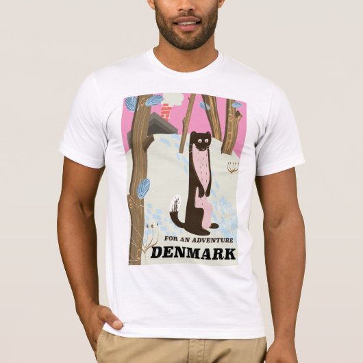 Deens vintage cartoon landschap reisposter t-shirt (Voorkant)