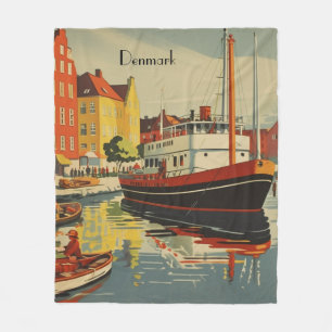 Deens vintage reisposter aanpasbaar fleece deken