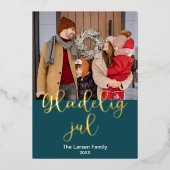 Deens Vrolijk Kerstfeest, Glædelig jul, Elegant Folie Feestdagenkaart (Voorkant)