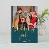 Deens Vrolijk Kerstfeest, Glædelig jul, Elegant Folie Feestdagenkaart (Staand Voorkant)