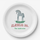 Deens Vrolijk Kerstmis Dala Paard Papieren Bordje (Voorkant)