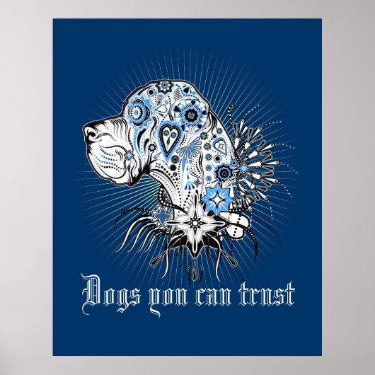 Deensche Dog Zwarte Hart Poster (Voorkant)