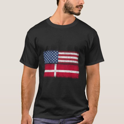Deense Amerikaanse vlag Denemarken USA Danmark T-shirt (Voorkant)