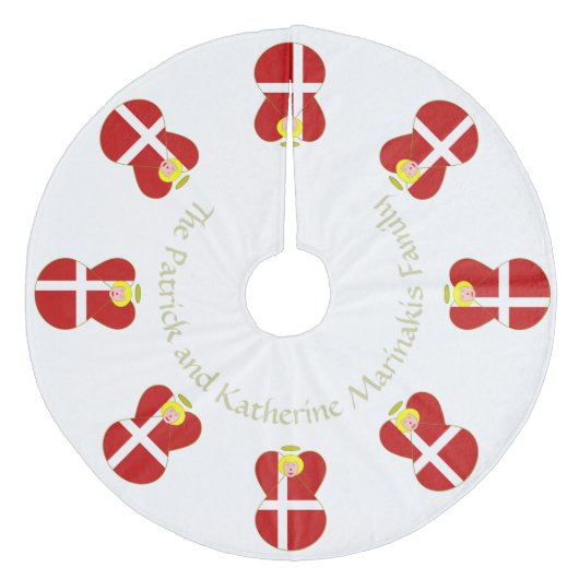 Deense Angel Blonde op Wit Gepersonaliseerd Fleece Kerstboom Rok (Voorkant)