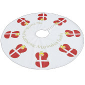 Deense Angel Blonde op Wit Gepersonaliseerd Fleece Kerstboom Rok (Gekanteld)