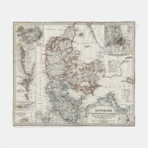 Deense Atlas-kaart met 5 inzetkaarten Fleece Deken