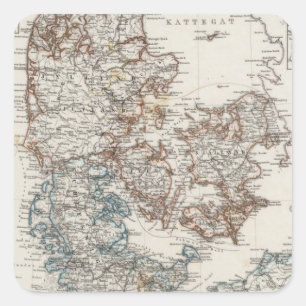 Deense Atlas-kaart met 5 inzetkaarten Vierkante Sticker