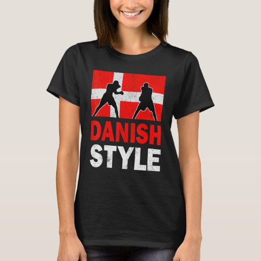 Deense boxing  Denemarken vlag Deense boxing P T-shirt (Voorkant)