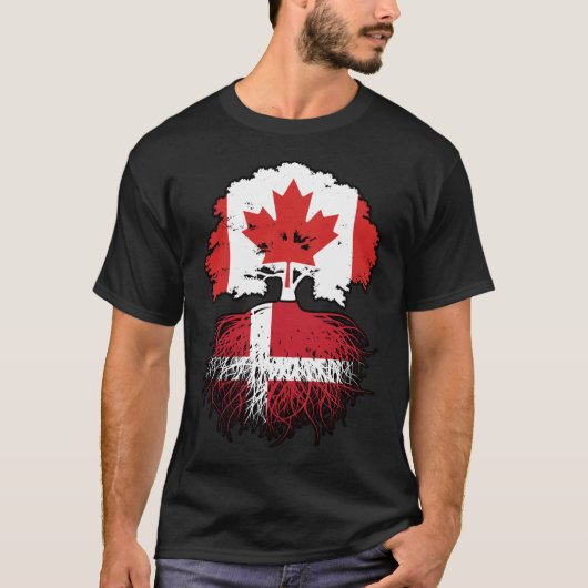 Deense Canadese vlag voor bomen T-shirt (Voorkant)
