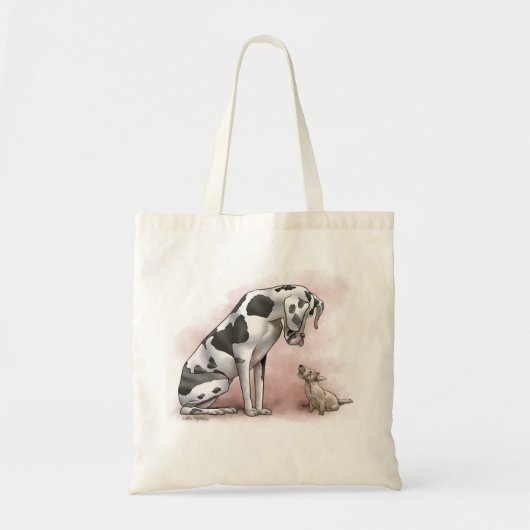 Deense Dog en Schotse Terrier Cartoon Tote Bag (Voorkant)