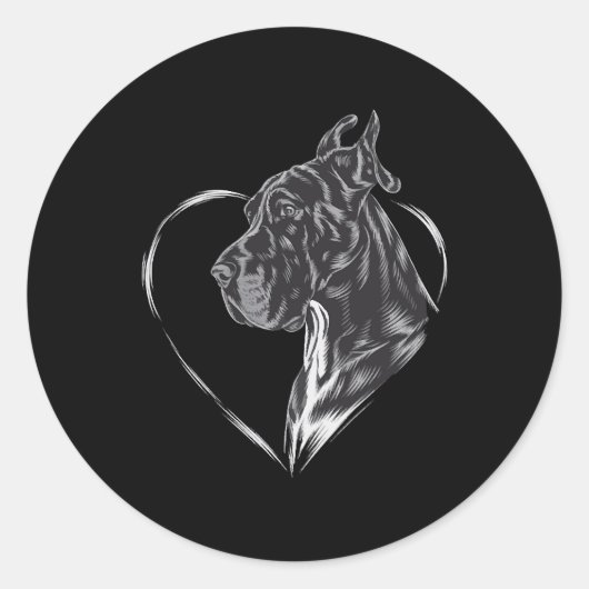 Deense dog ronde sticker (Voorkant)