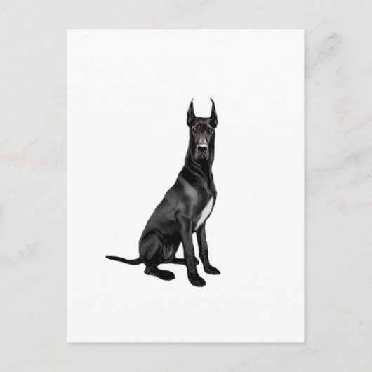 Deense Dog - Zwart (gekorte oren) Briefkaart (Voorkant)