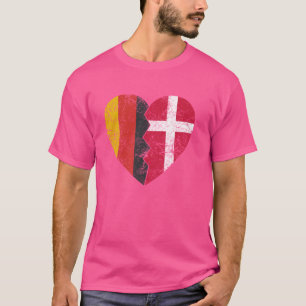 Deense Duitse vlag Hart Duitsland Denemarken Vlag T-shirt