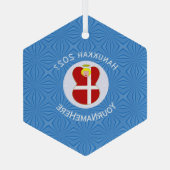 Deense engel Chanoeka vlag gepersonaliseerd Glas Ornament (Achterkant)