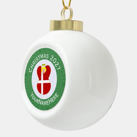 Deense engel kerstvlag gepersonaliseerd keramische bal ornament (Rechts)