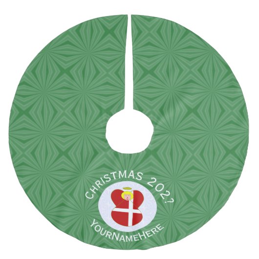 Deense engel kerstvlag gepersonaliseerd kerstboom rok (Voorkant)