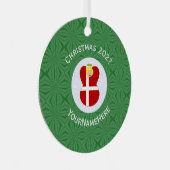 Deense engel kerstvlag gepersonaliseerd metalen ornament (Voorkant Rechts)