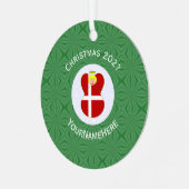 Deense engel kerstvlag gepersonaliseerd metalen ornament (Voorkant links)