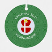 Deense engel kerstvlag gepersonaliseerd metalen ornament (Voorkant)