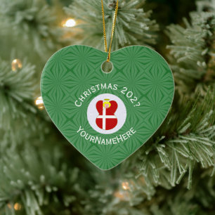 Deense engelse kerstnaam jaarhart keramisch ornament