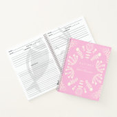 Deense Folk Flowers roze, gepersonaliseerd recept Notitieboek (Binnen)