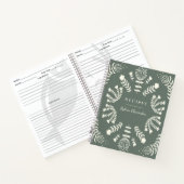 Deense Folk Flowers Sage Green Personalized Recipe Notitieboek (Binnen)