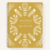 Deense Folk Flowers Yellow Personalized Recipe Notitieboek (Voorkant)