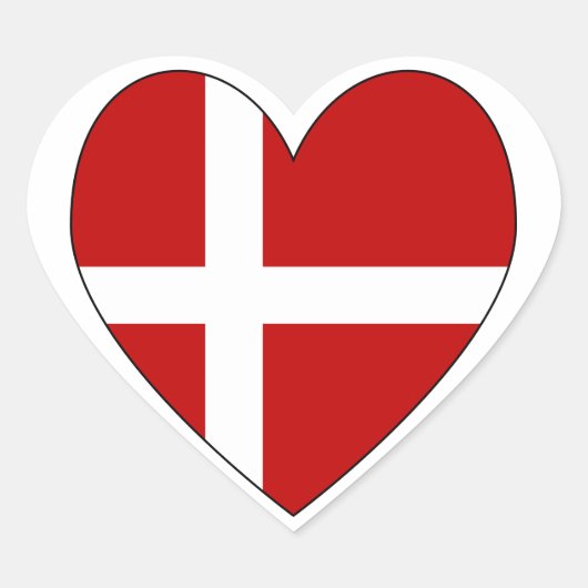 Deense Hart Valentijns Vlag Sticker (Voorkant)