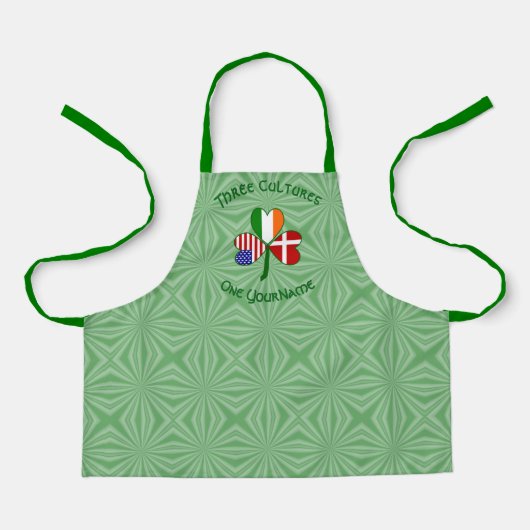 Deense Iers Amerikaanse Vlag Shamrock Schort (Voorkant)