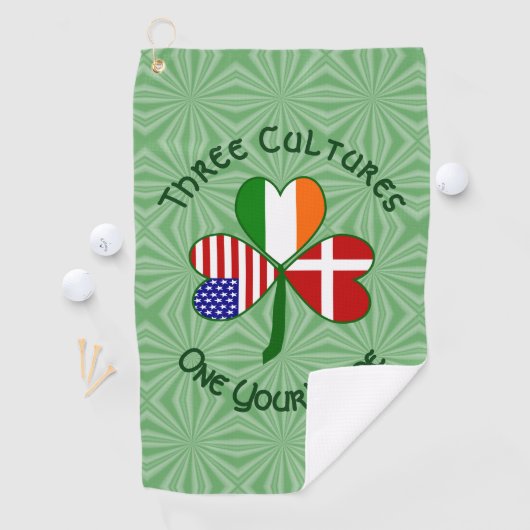 Deense Ierse Amerikaanse vlag Shamrock Golfhanddoek (Insitu)