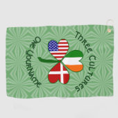 Deense Ierse Amerikaanse vlag Shamrock Golfhanddoek (Horizontaal)