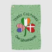 Deense Ierse Amerikaanse vlag Shamrock Golfhanddoek (Voorkant)