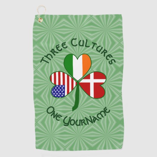 Deense Ierse Amerikaanse vlag Shamrock Golfhanddoek (Voorkant)